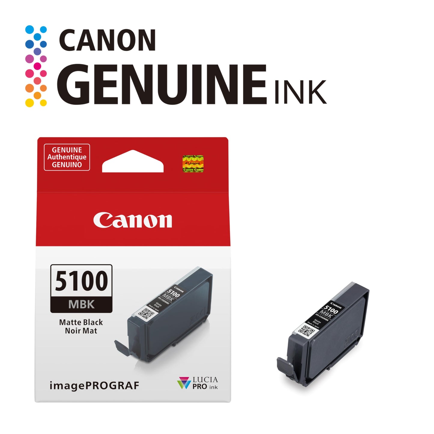 Canon PFI-5100 Genuine Matte Black Ink Tank, Compatible with ImagePROGRAF PRO-310 Printers
