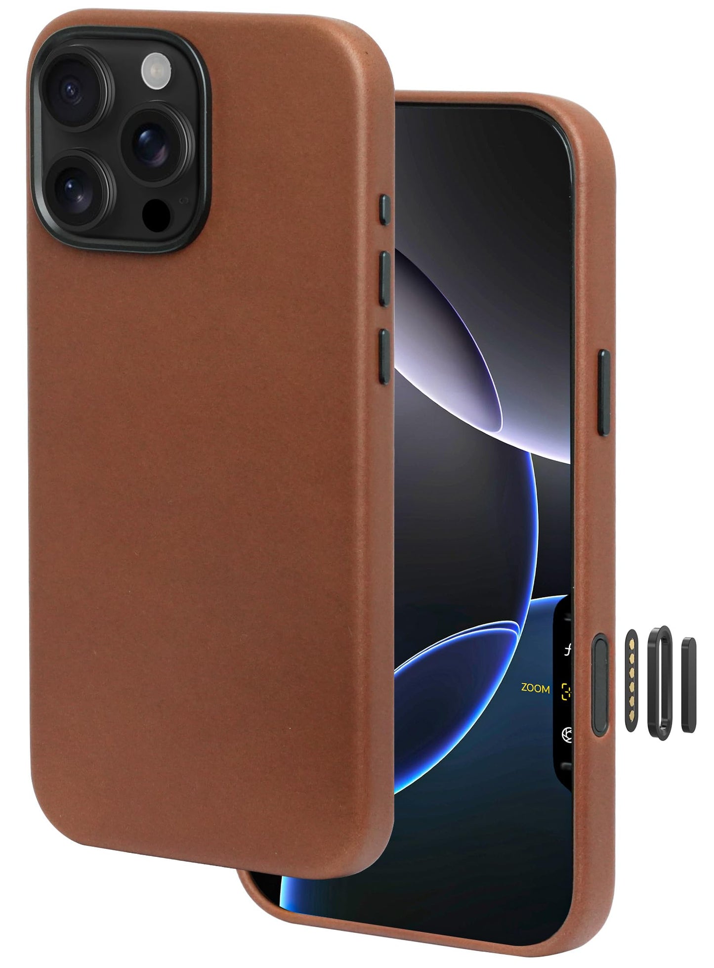 Le Pelle - Handcrafted Premium Italian Leather Case for iPhone 16 Pro - [Built-in Camera Control] - Compatible with Magsafe - Two-Tone Effect