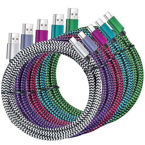 QQLIKE USB Type c Cable, 5 Pack (6FT) Nylon Braided USB C Cables 3A Fast Charging Charger for Samsung Galaxy S9/S8 Note8/9 20 10 S21 S20 S10 Plus C