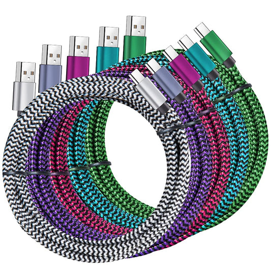 QQLIKE USB Type c Cable, 5 Pack (6FT) Nylon Braided USB C Cables 3A Fast Charging Charger for Samsung Galaxy S9/S8 Note8/9 20 10 S21 S20 S10 Plus C