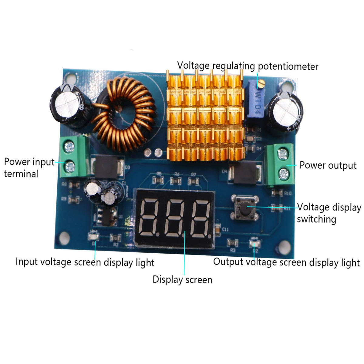 2Pcs DC Boost Converter 3V-35V to 5V-45V Voltage Regulator Adjustable Step Up Voltmeter Digital Display Module Output 5A Built-in Digital Voltmeter