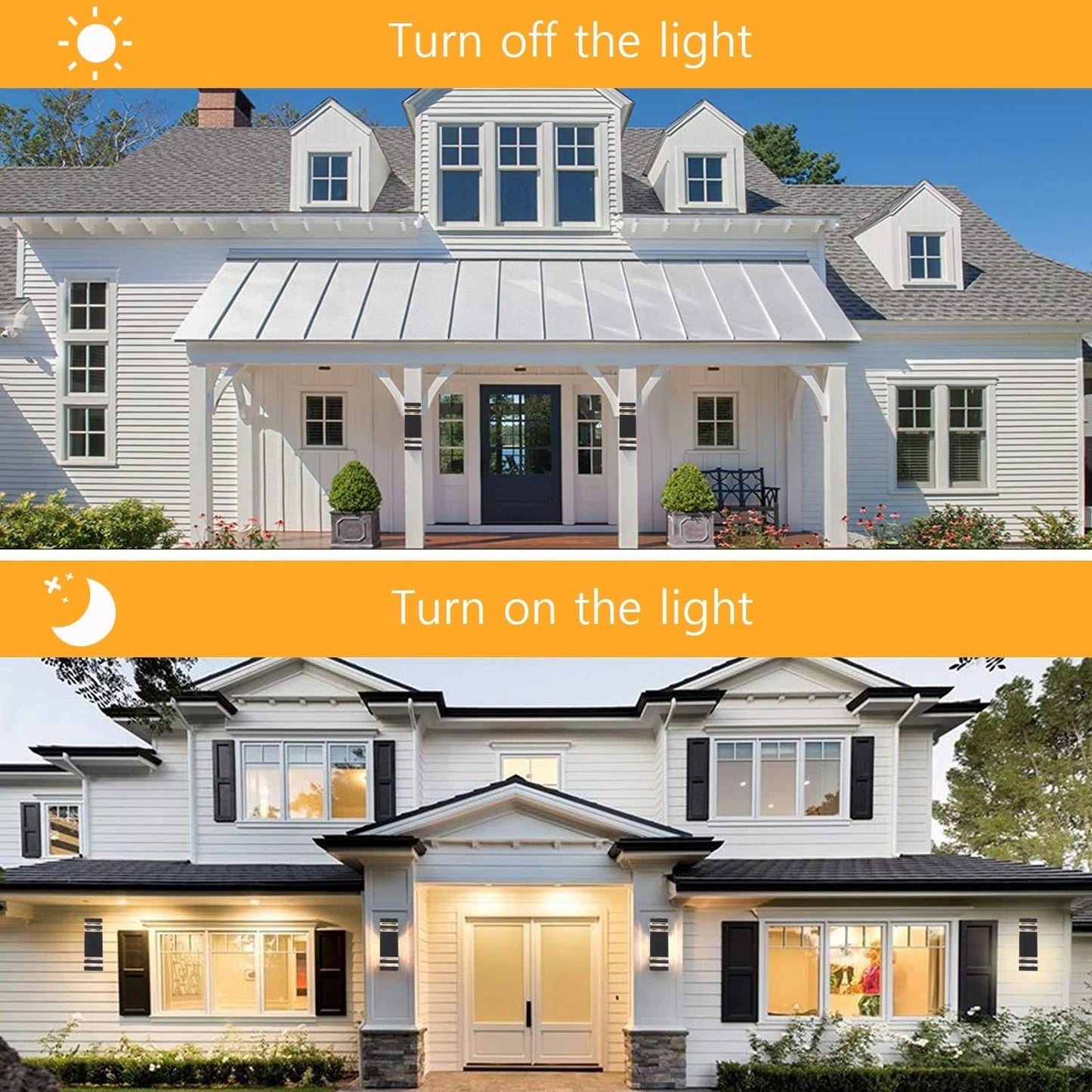 OUTKEIEI Outdoor Wall Sconces, LED Modern Black Exterior Wall Light, Simple Aluminum Waterproof Porch Wall Mount Light 2-Pack
