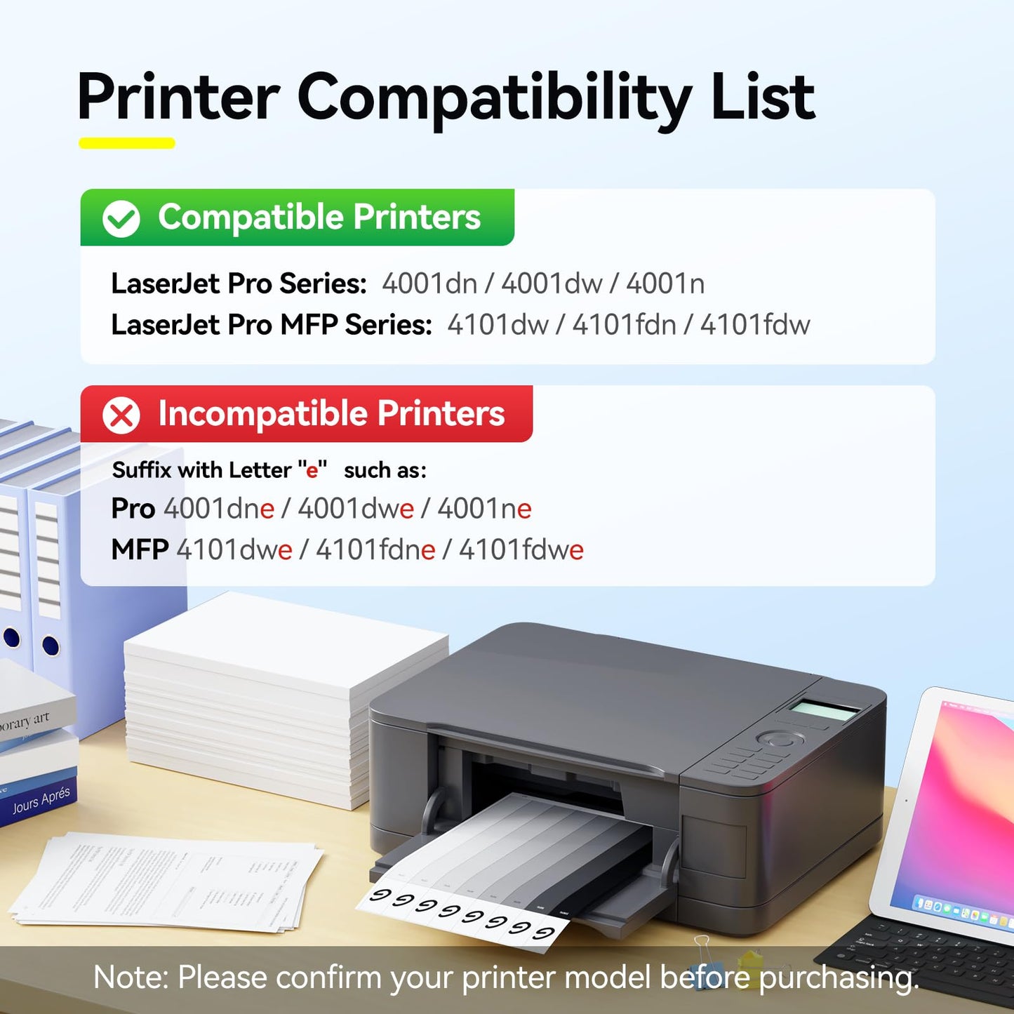 148A Toner Cartridge Black 2-Pack Compatible for HP LaserJet Pro 4001dn 4001dw 4001n MFP 4101dw 4101fdn 4101fdw 4001 4101 Series Printer Replacement