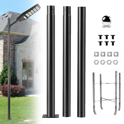 FLwumaotou Street Light Pole 10Ft, Street Light Poles for Outdoor Lighting,Solar Pole Accessory for Street, Suitable for Farm, courtyards, Parks