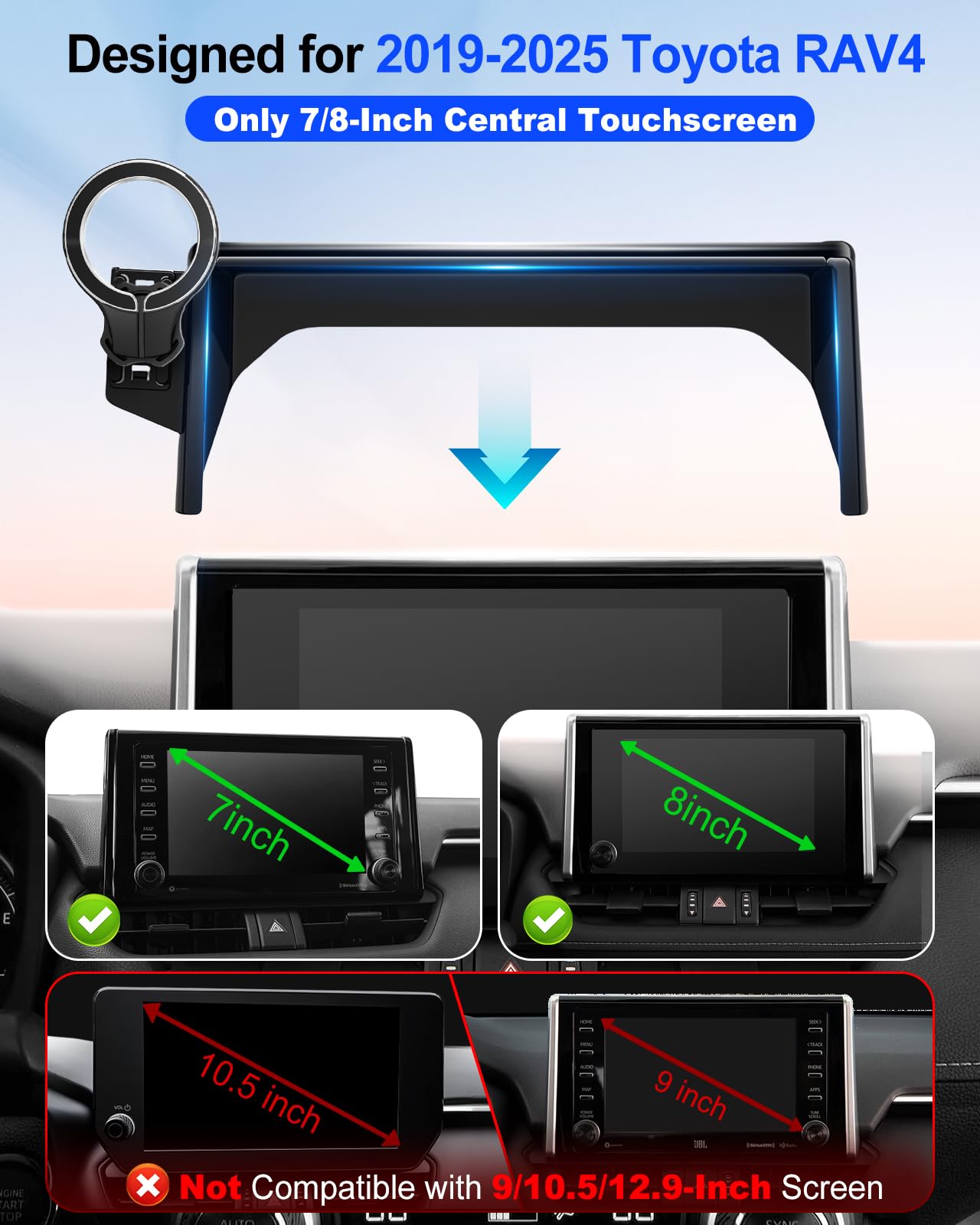 pop-tech Magnetic Car Mount for Toyota RAV4 2019 2020 2021 2022 2023 2024 2025 : for MagSafe Strong Magnets RAV 4 Cell Phone Holder 7/8-Inch Touch