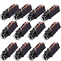 12PCS 6.35mm Mono Female Jack PCB Panel Mount Microphone Socket 1/4 Inch Mono Chassis Audio Connector