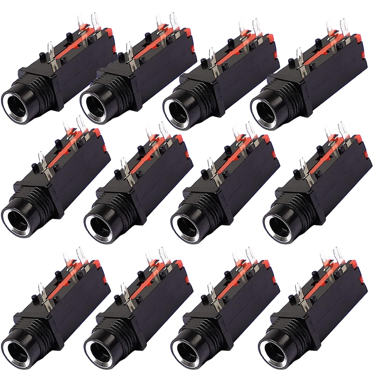 12PCS 6.35mm Mono Female Jack PCB Panel Mount Microphone Socket 1/4 Inch Mono Chassis Audio Connector