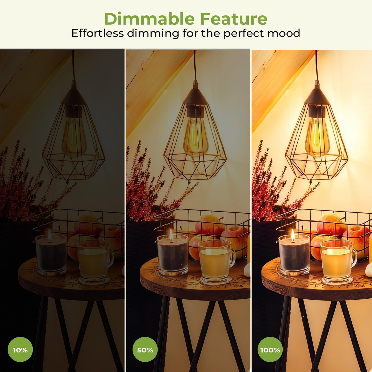 Sigalux Dimmable LED Edison Bulbs 40 watt Equivalent, E26 Light Bulb 2700K Warm White, Amber Glass ST58 Vintage LED Bulbs, 90+ CRI, 4.5W 400LM, E26