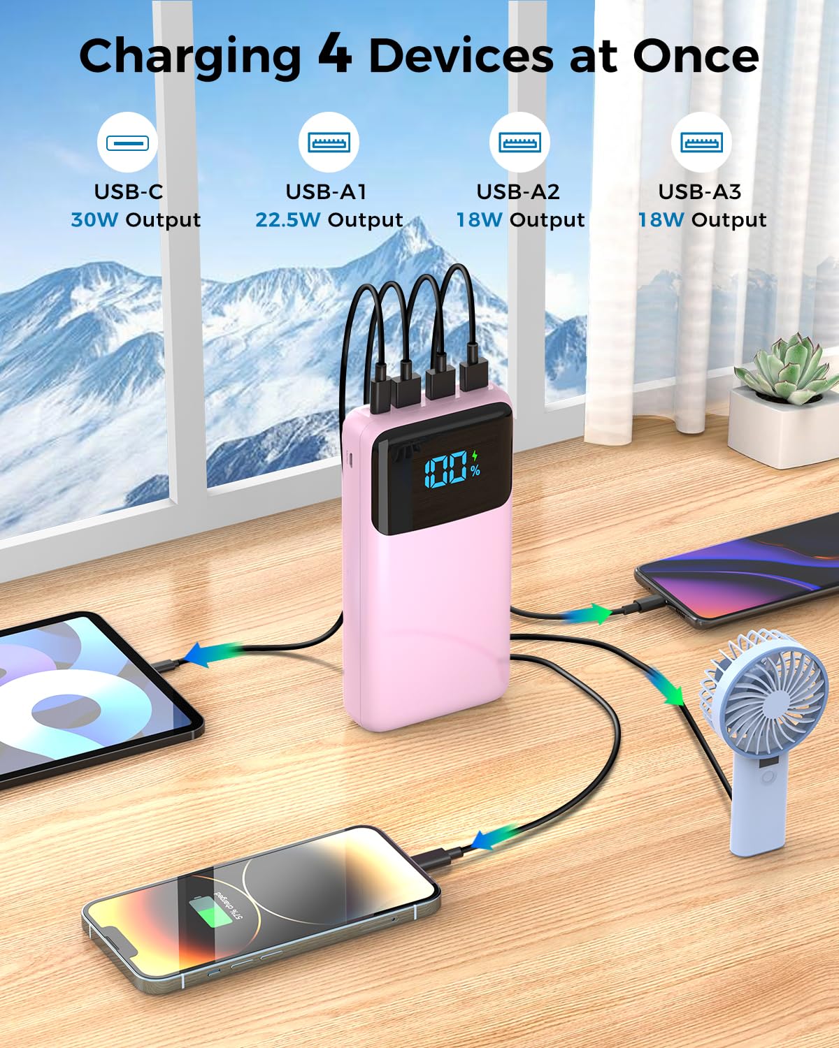 Portable Charger 50000mAh Power Bank, High Capacity External Battery Pack for Camping, USB-C PD 30W Fast Charging Portable Phone Charger for iPhone