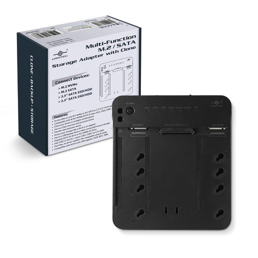 Vantec Multi-Function Storage Adapter with Clone, for M.2 NVMe, M.2 SATA, 2.5" or 3.5" SATA SSD/HDD (CB-M2SAT-U3)