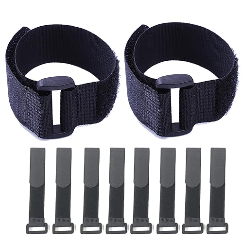 HUAPX Fastening Hook and Loop Cable Straps,10Pack Black Self-Adhesive Cable Ties,Nylon Securing Straps with Buckles,Adjustable and Reusable Cinch