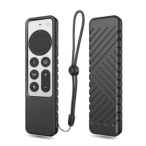 SITHON Silicone Case for Apple TV 4K 2022 2021 Remote, Lightweight Shockproof Anti Slip Protective Cover with Lanyard Strap for Apple TV 4K / HD Siri