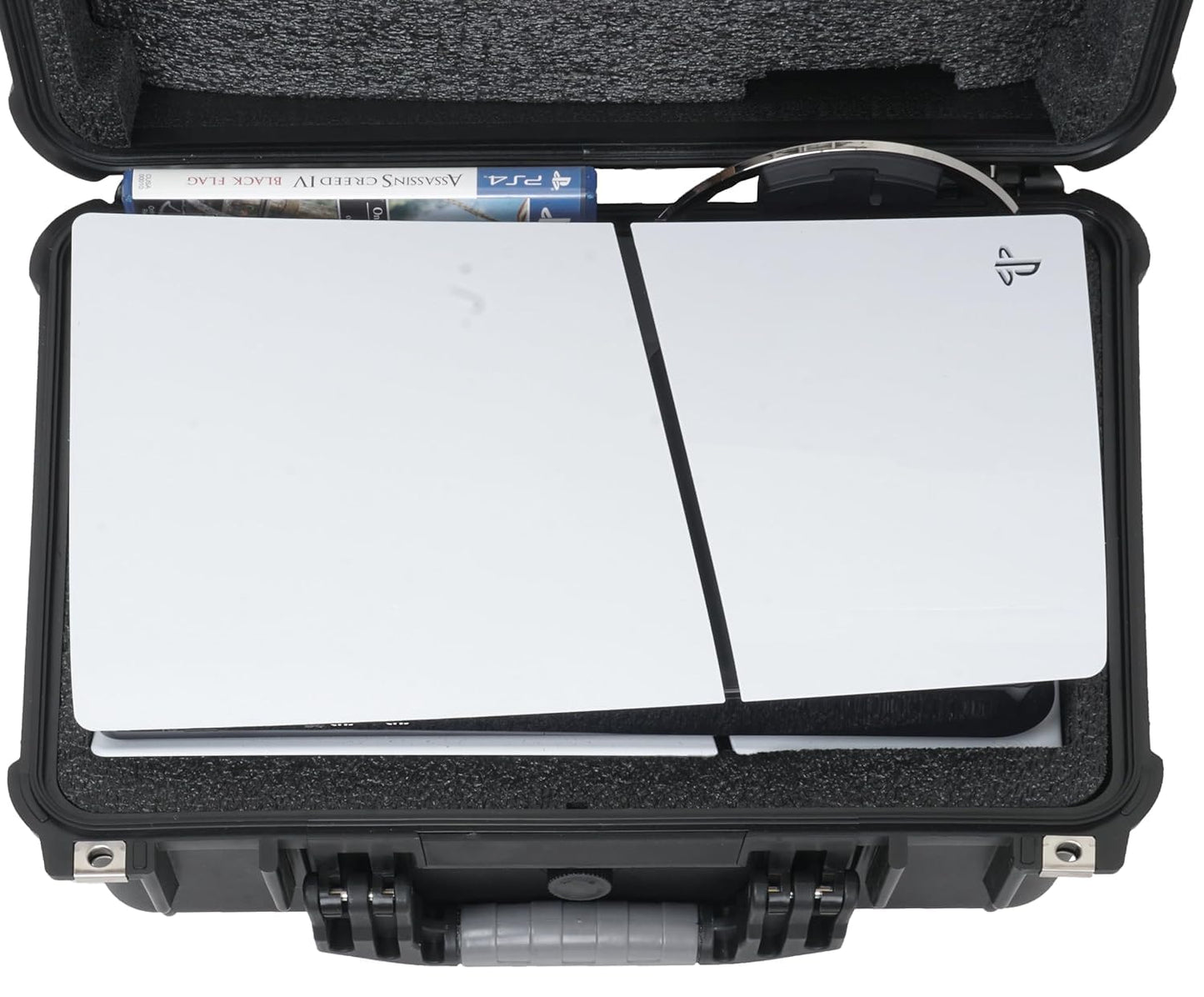 Case Club Hard Case to fit PS5 Slim - Waterproof Carrying Case Includes Headset Storage & Custom Slots for 1 Game, Stand & 1-2 Controllers