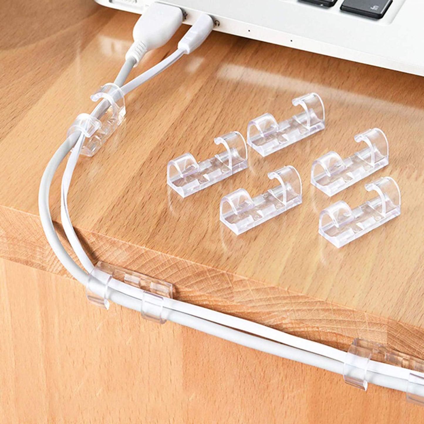 120Pcs Self Adhesive Transparent Cable Clips Wire Holder Sticky Heavy Duty Cable Clips Tidy and Organizer Drop Cord Management for TV PC Laptop