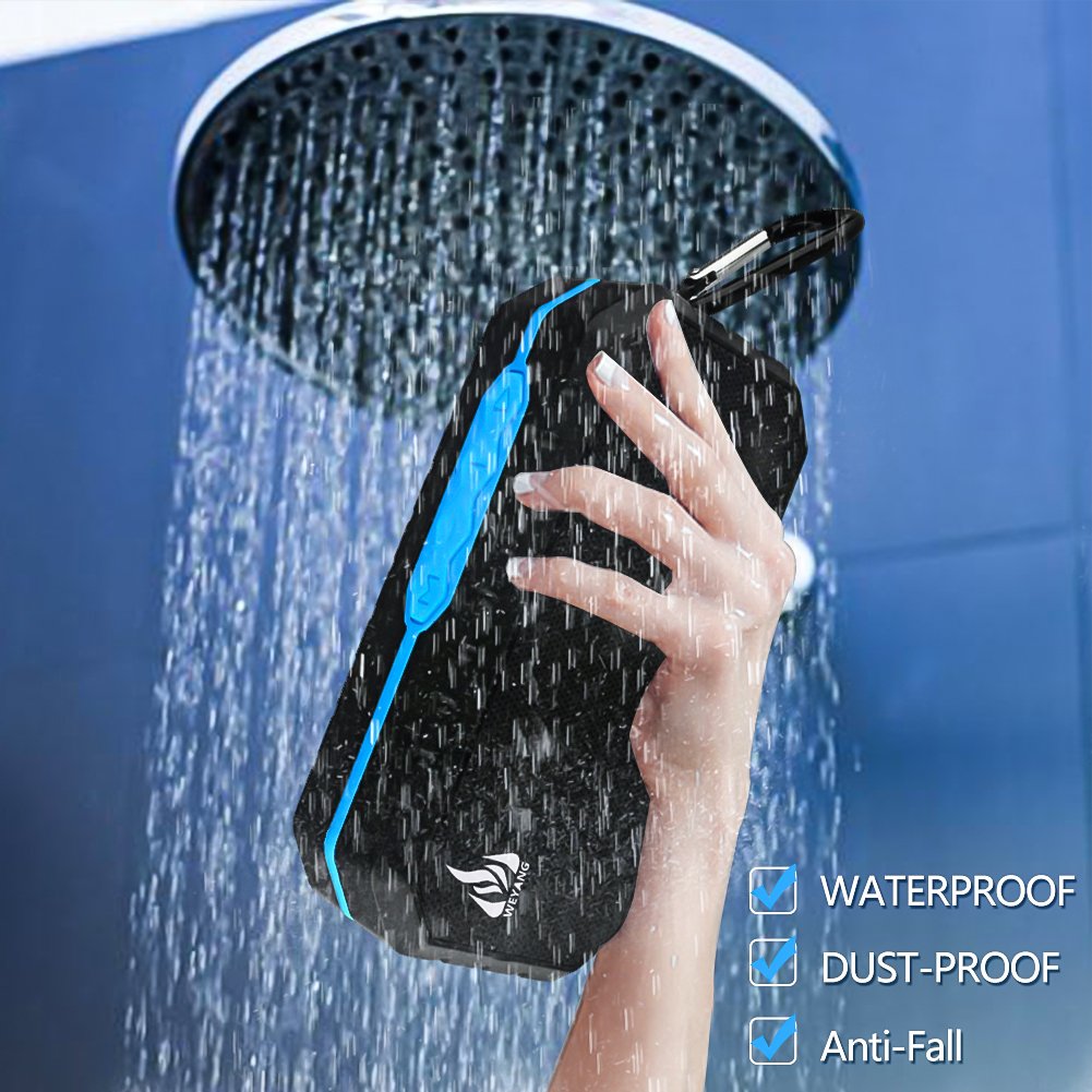 WEYANG Portable Bluetooth Speaker,IP65 Waterproof Wireless Speaker,Wireless Outdoor Bluetooth Speakers,Bluetooth 5.0,Built in micSupport Micro SD/TF