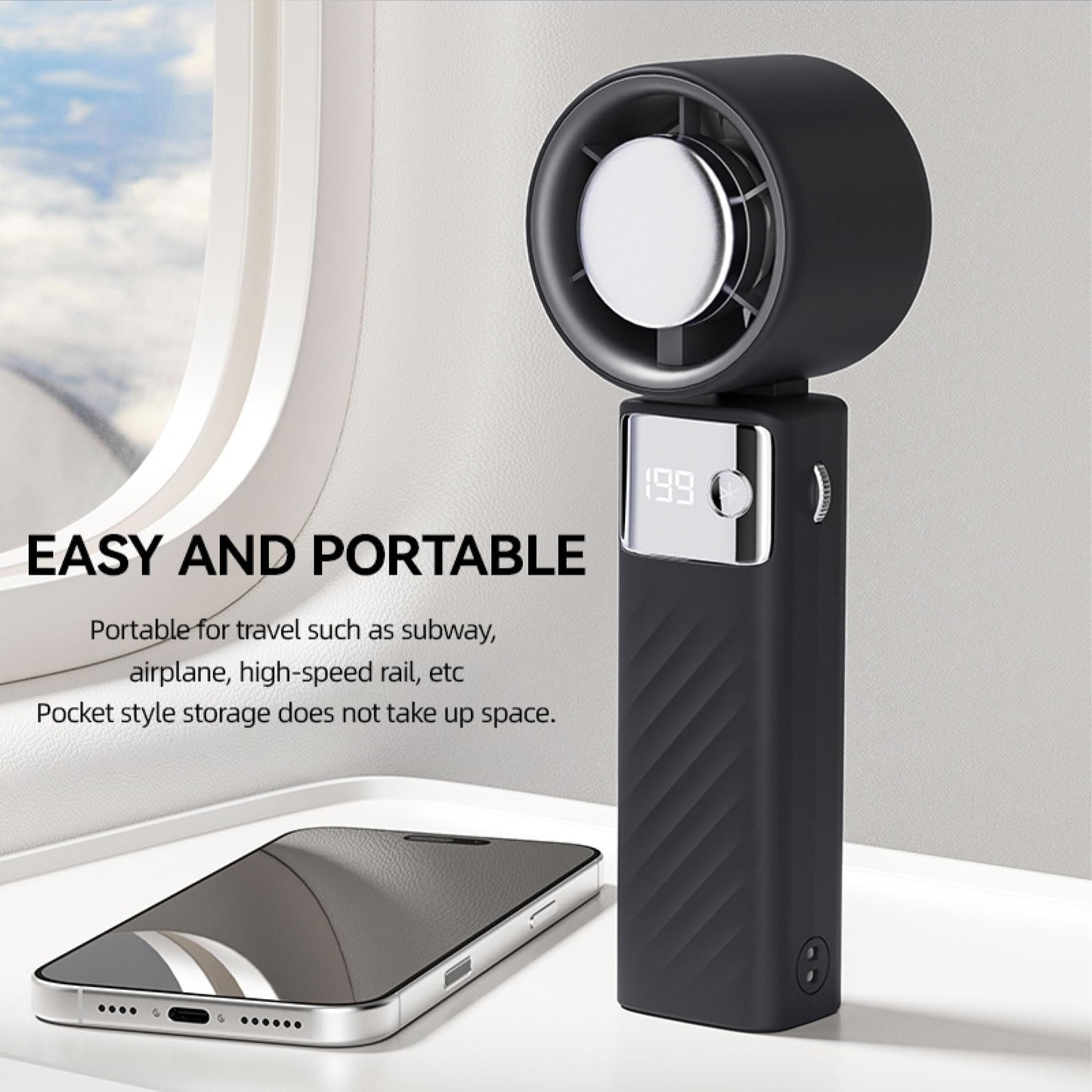 Handheld turbofan, battery driven, 199 speed, running time of 20 hours, air turbine technology cooling, including cooler, suitable for outdoor