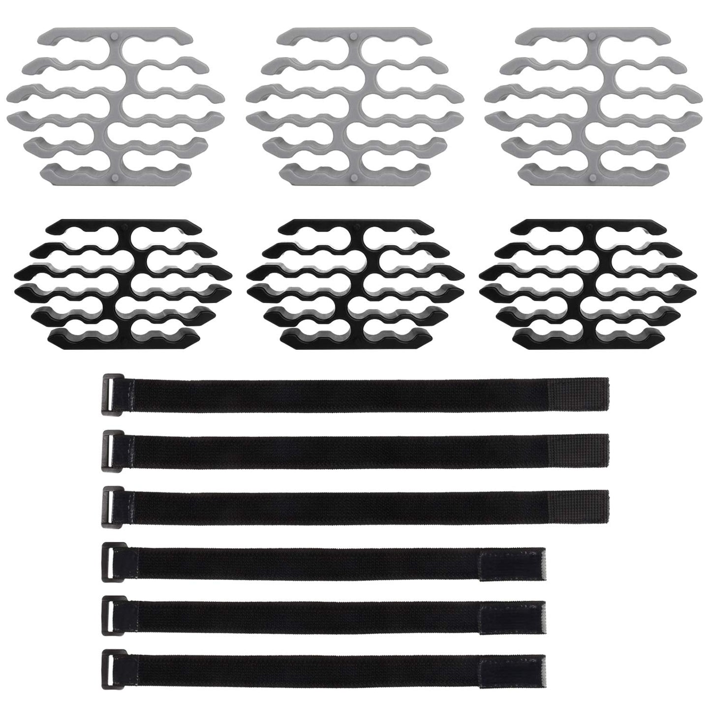 IMPRESA Cable Comb Organizer Kit - Black, Grey, Zip Style Wire Management Tools for Network & Office Setup - Cat6a Cable Combs for Data Center & 24