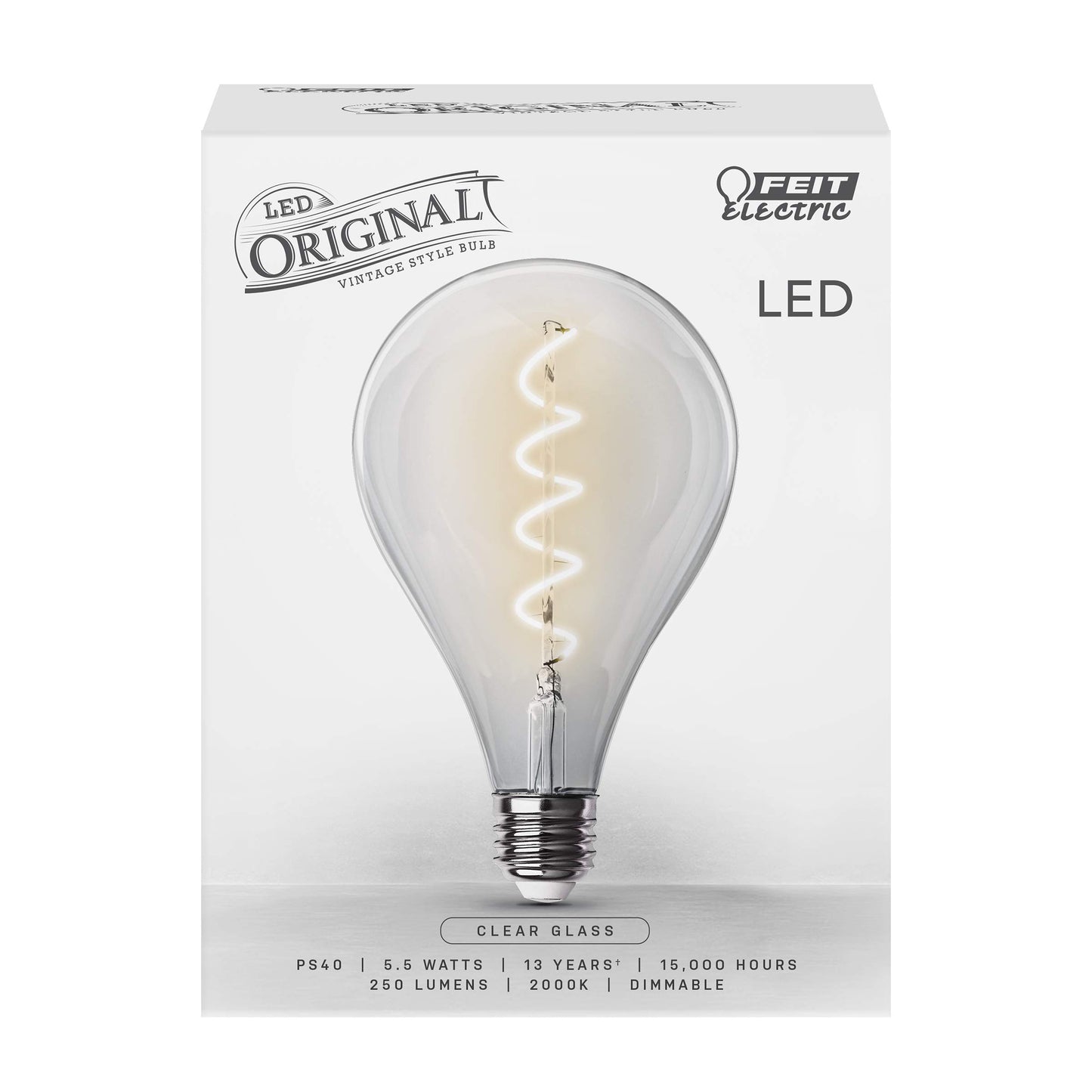 Feit Electric Soft White PS40 Pendant Original Vintage Spiral Filament LED Light Bulb