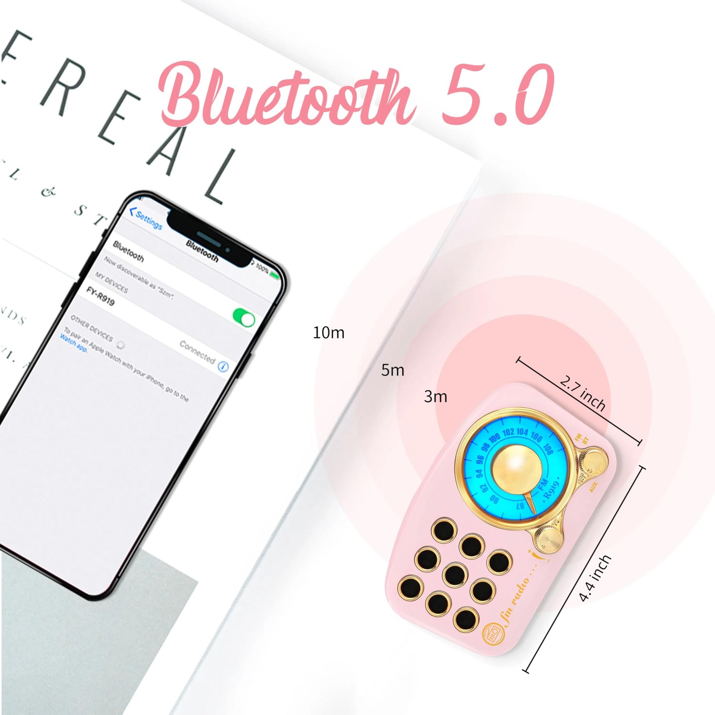 Retro Bluetooth Speaker FM Vintage Radio with Loud Volume, Strong Bass Enhancement, Bluetooth 5.0 Wireless Connection, Loud Volume,TF Card & MP3