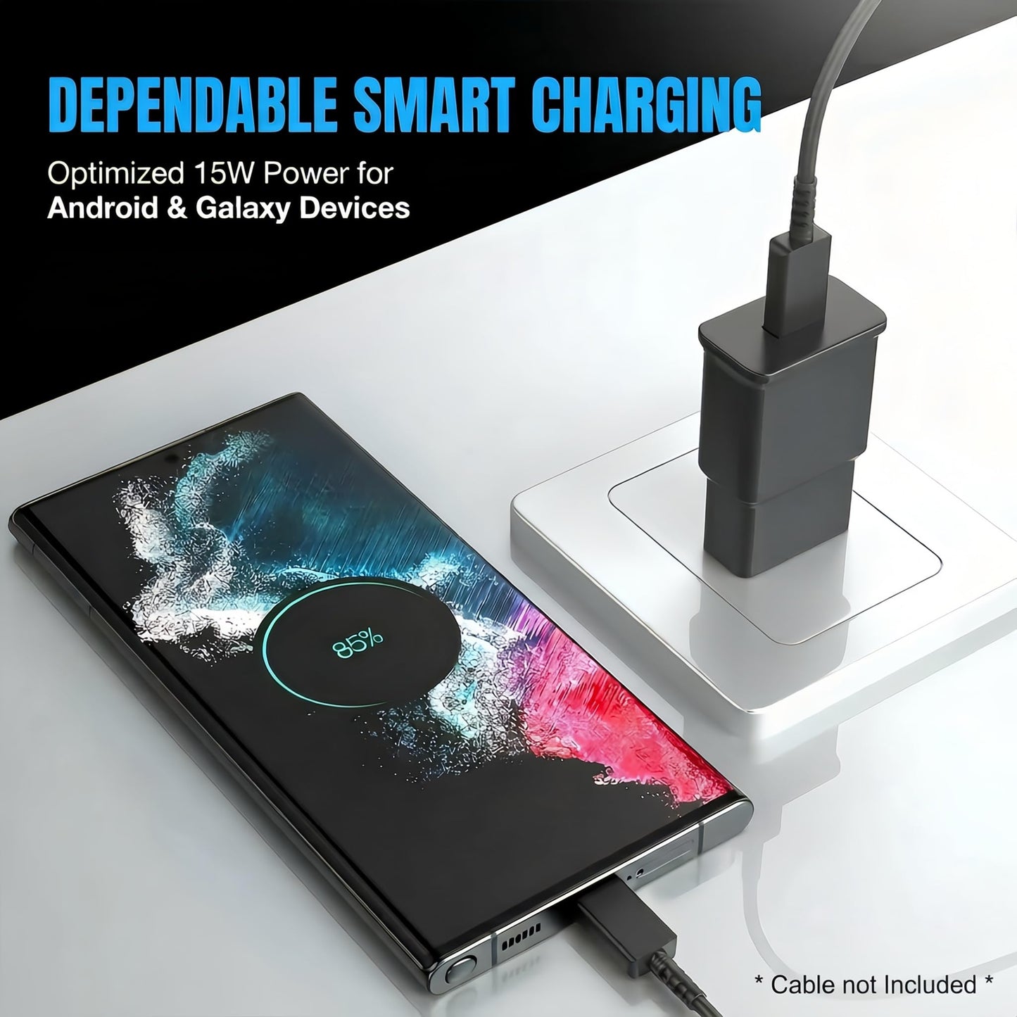 Fast Charging Block for Samsung Android USB Wall Charger Plug Adapter Compatible with Samsung Galaxy S24/ S23 S22/ S21/ S20/ S10/ S10e/ S9 Plus/ S8