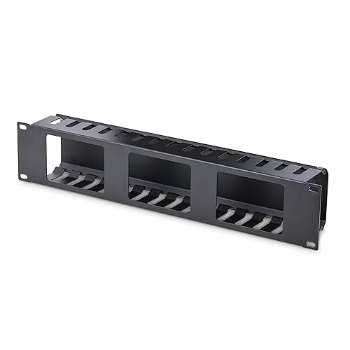 StarTech.com Horizontal 2U Server Rack Cable Management Finger Duct w/ Cover - 19" Network Rack Wire Duct Raceway Panel - Slotted Wire Duct (CMDUCT2U)