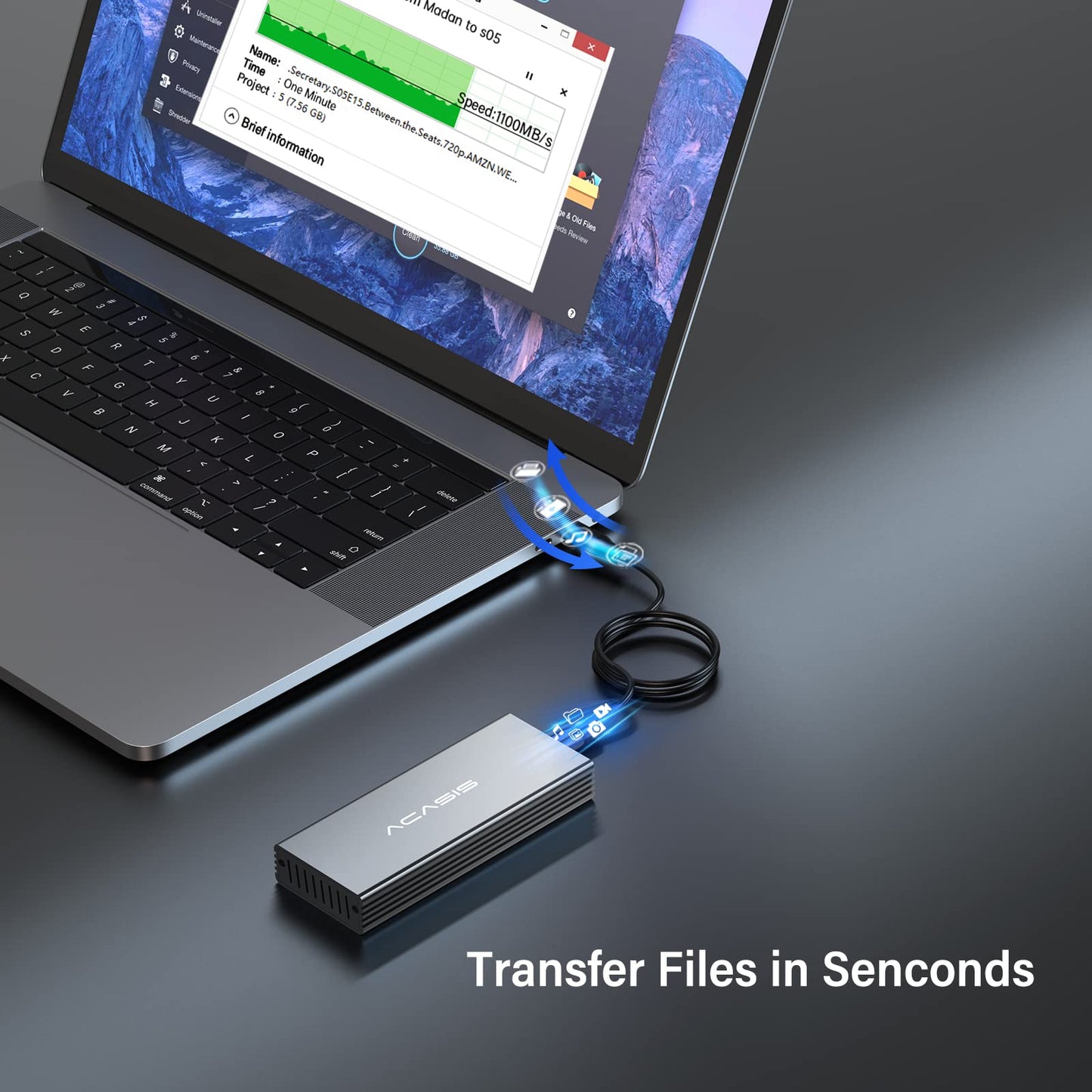 ACASIS USB C 3.0 SSD Enclosure for Narrow Apple Flash SSDs MacBook Air from 2010 to 2011 Portable Storage Enclosure Compatible with M.2 Nvme SSD