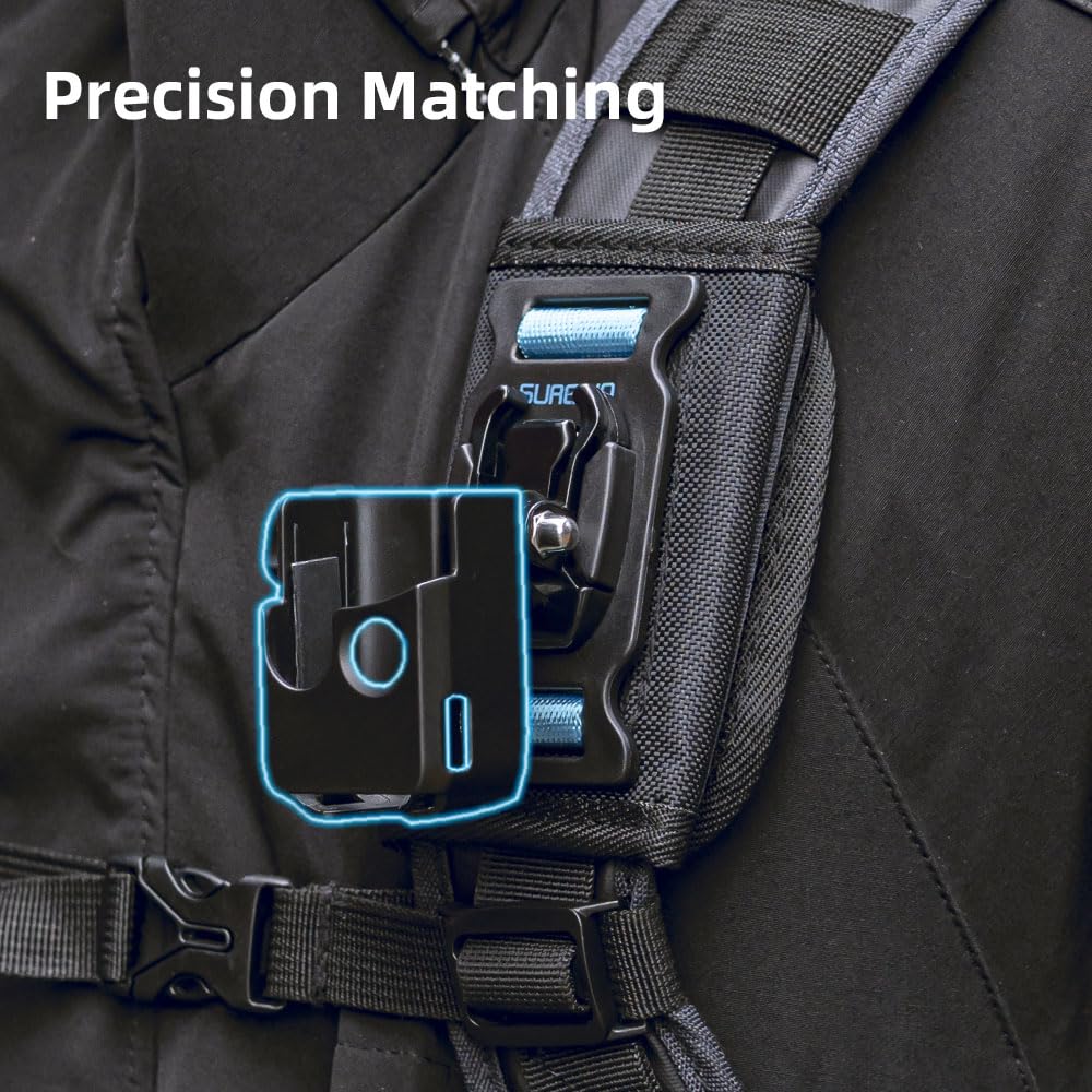 SUREWO Osmo Pocket 3 Backpack Mount,Bag Belt Shoulder Strap Mount with Extended Border Compatible with DJI Osmo Pocket 3