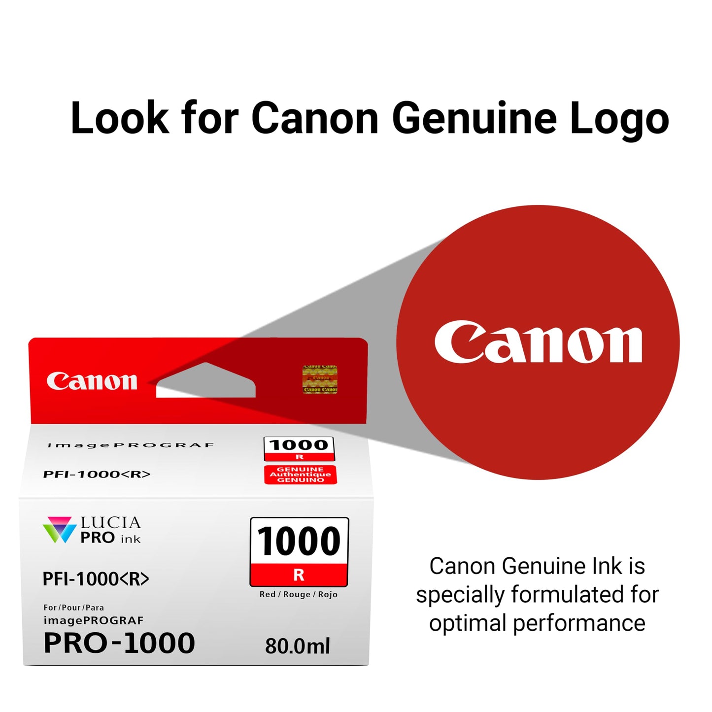 Canon PFI-1000 Genuine Red Ink Tank, Compatible with ImagePROGRAF PRO-1000 Printers