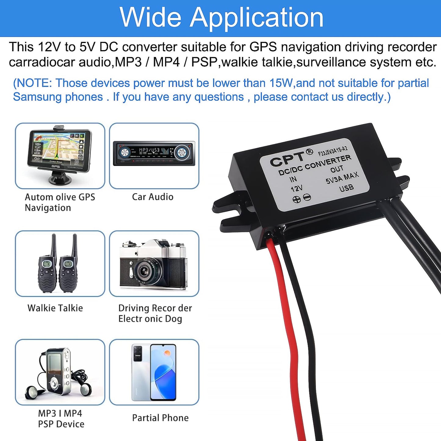 2PCS DC Car Power Converter 12V 24V to 5V 3A 15W Dual USB Female Regulator DC to DC Buck Converter Power Adapter Step Down Module