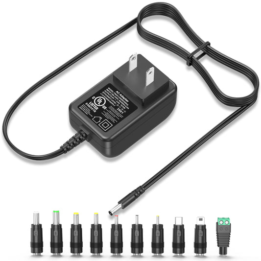 UL Listed 5V 3A 2.5A 15W Universal AC/DC Adapters Power Cord with Multi Tips Replacement Wall Plug 5 Volt Switching Power Supply Regulated 5.0V 3.0A…
