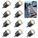 SMY Lighting 10 Pack Recessed LED Deck Light Kits with Protecting Shell, 32mm, Warm White, IP67 Waterproof, 12V Low Voltage, for Outdoor Garden