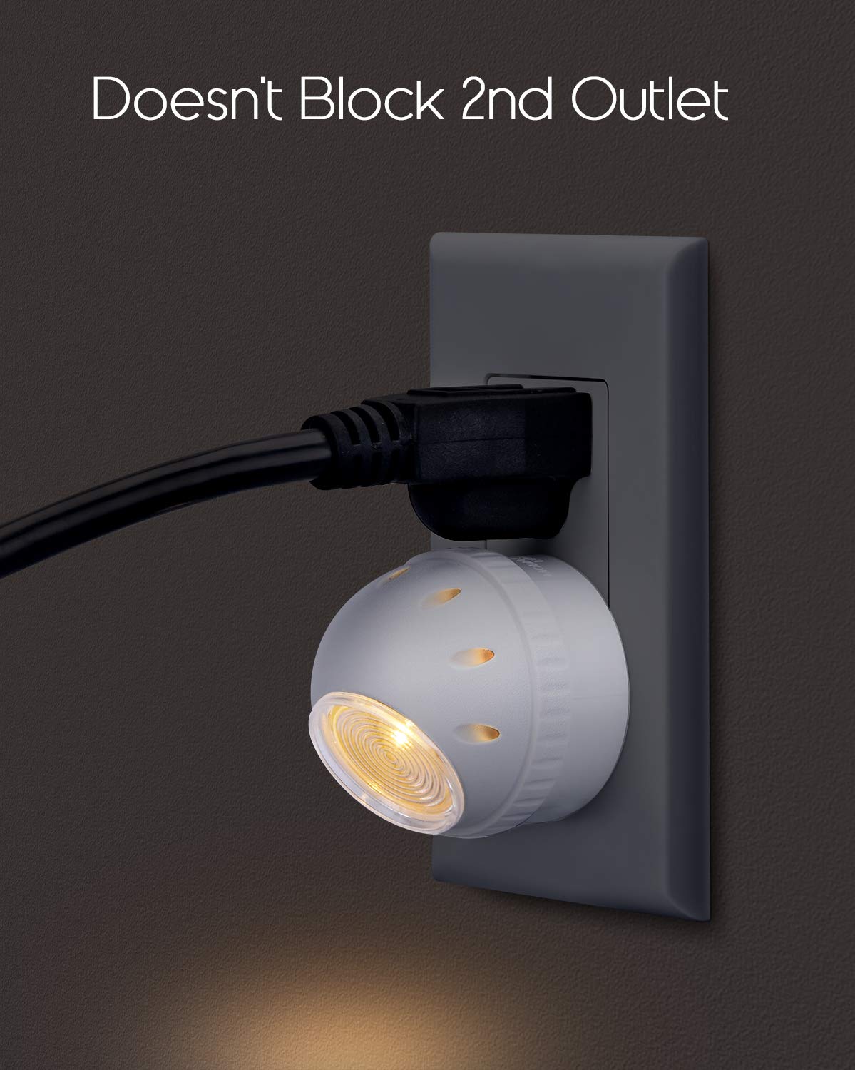 Emotionlite Plug-in Night Lights, Warm White LED Nightlight, 360° Rotation, Dusk to Dawn Sensor, Kids, Adult, Bedroom, Hallway, Bathroom,Kitchen
