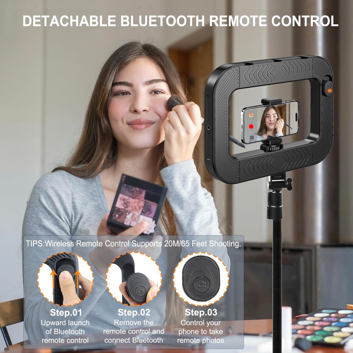 Phone Ring Light for Video Recording, Smartphone Video Rig with Light, 8000mAh RGB Portable LED Selfie Kit for Camera, TikTok, YouTube, Makeup