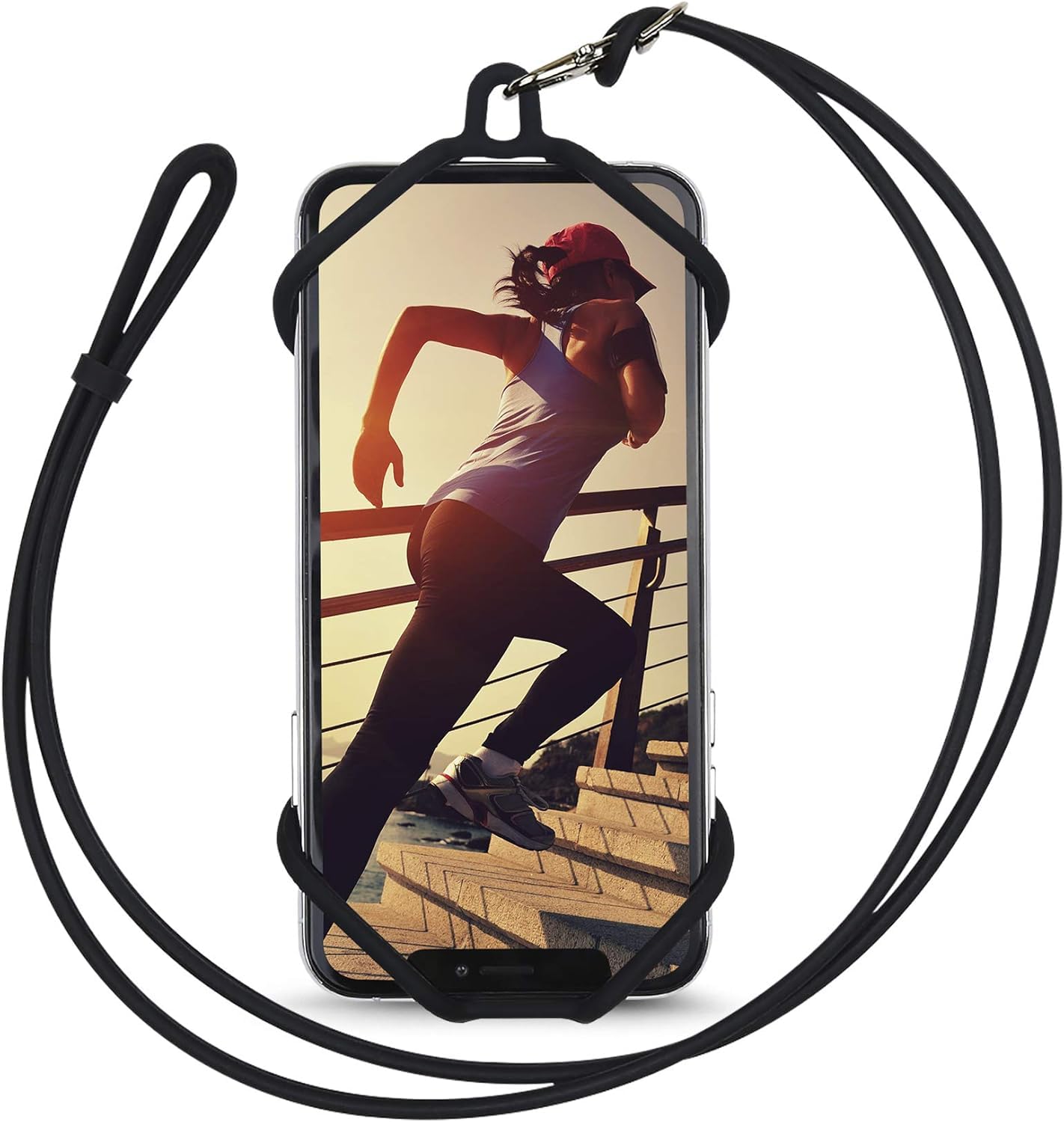Gear Beast Cell Phone Lanyard, Silicone Smartphone Holder Case and Neck Strap Compatible with Most Phones, Black