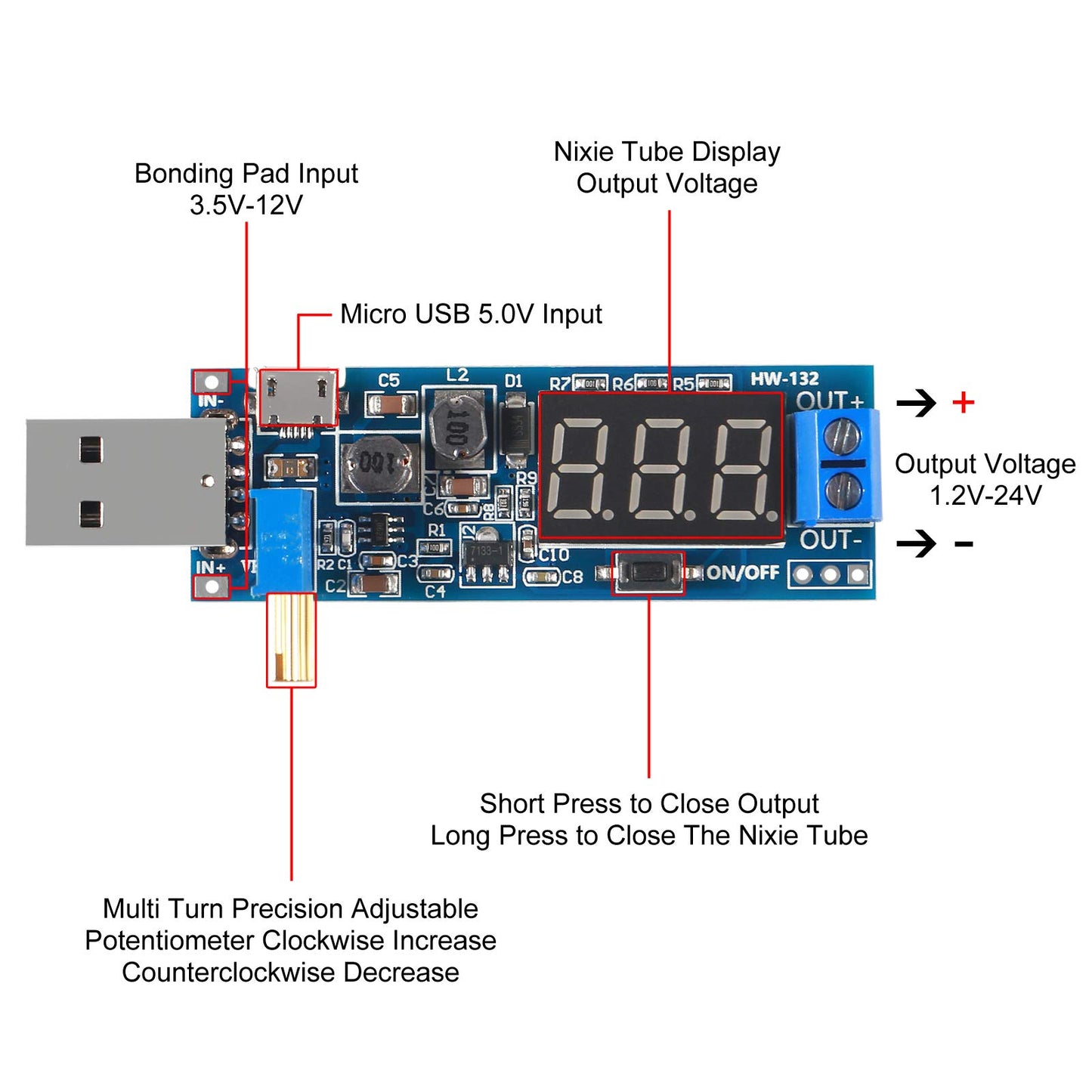 ACEIRMC 3pcs USB Buck Boost Converter 3.5V-12V to 1.2V-24V DC-DC Step Up Step Down Power Supply Module Voltage Regulator 5V to 3.3V 9V 12V 18V 24V