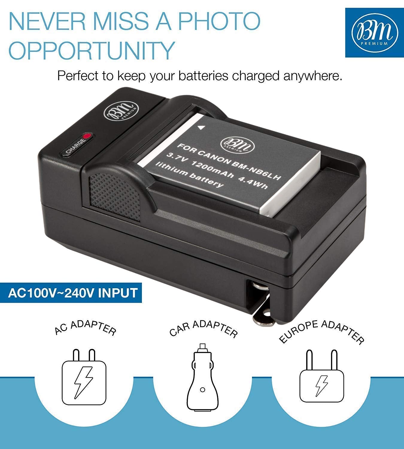 BM 2 NB-6LH Batteries and Charger for Canon PowerShot S120, SX170 is, SX260 HS, SX280 HS, SX500 is, SX510, SX520, SX530, SX540 HS, SX600 HS, SX610 HS