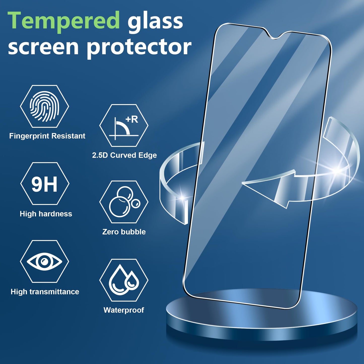 Suttkue for Samsung Galaxy A15 5G/4G Screen Protector with Camera Lens Protector, 9H Hardness Anti-Scratch Tempered Glass flim, Case