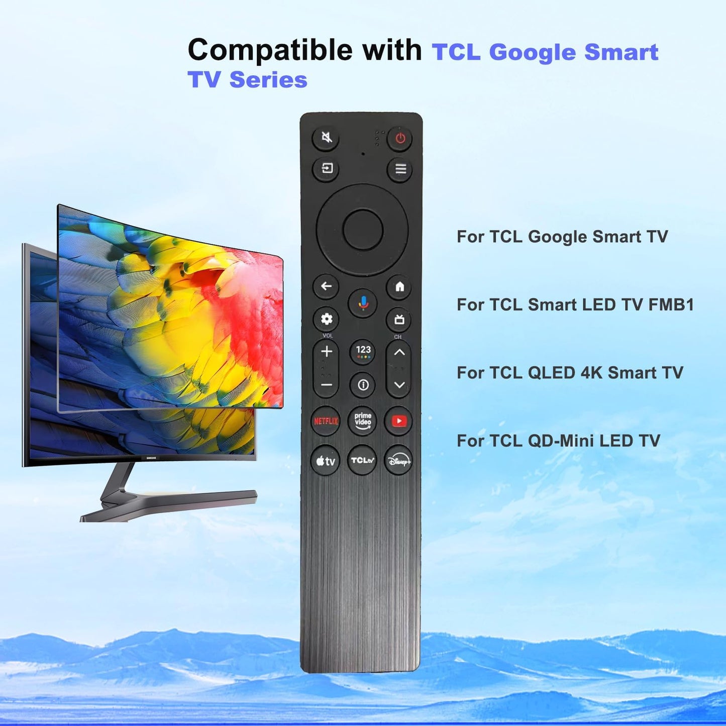 RC923A FMB1 Voice Remote Control Replacement Compatible for TCL Smart TV QLED QLED Mini Google TV's, Series Q77K ?QM6K?QM5K
