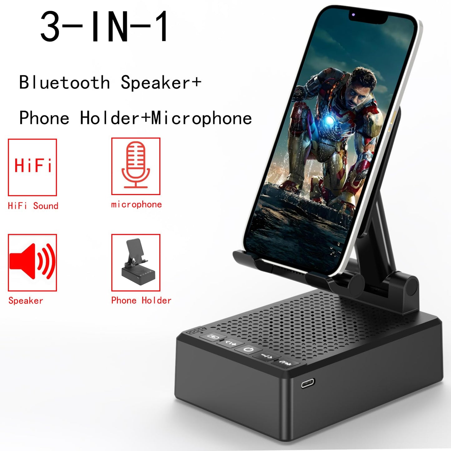 Gifts for Dad Boyfriend,Cell Phone Stand with Wireless Bluetooth Speaker,HD Surround Sound Bluetooth Speaker for Home Kitchen and Outdoors Compatible