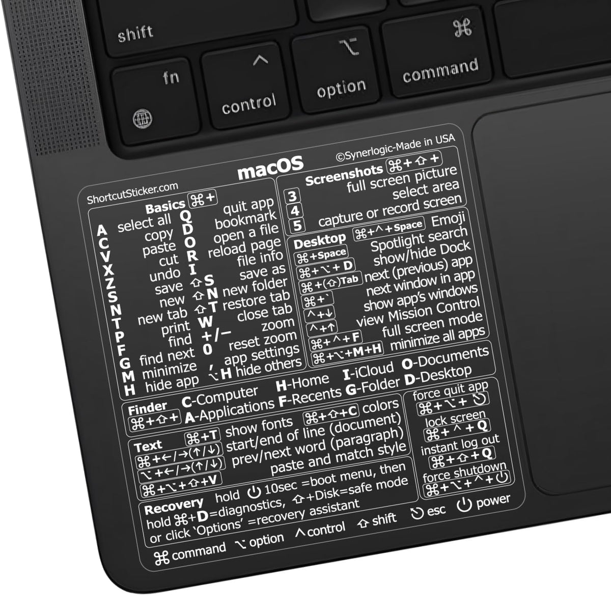Synerlogic (5pcs) Mac OS Shortcuts Sticker for Air/Pro | Keyboard Stickers for macOS | Laminated Vinyl MacBook Cheatsheet | MacBook Shortcuts 2026