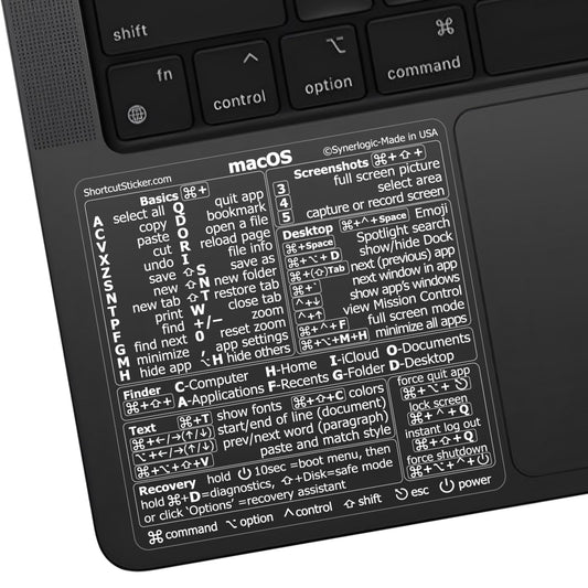 Synerlogic (5pcs) Mac OS Shortcuts Sticker for Air/Pro | Keyboard Stickers for macOS | Laminated Vinyl MacBook Cheatsheet | MacBook Shortcuts 2026