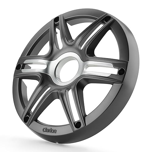 Clarion CMGP-101-SG 10-inch Premium Subwoofer Grille Sport Style, Gray Metallic, with Metallic Silver Accents