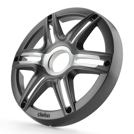 Clarion CMGP-101-SG 10-inch Premium Subwoofer Grille Sport Style, Gray Metallic, with Metallic Silver Accents