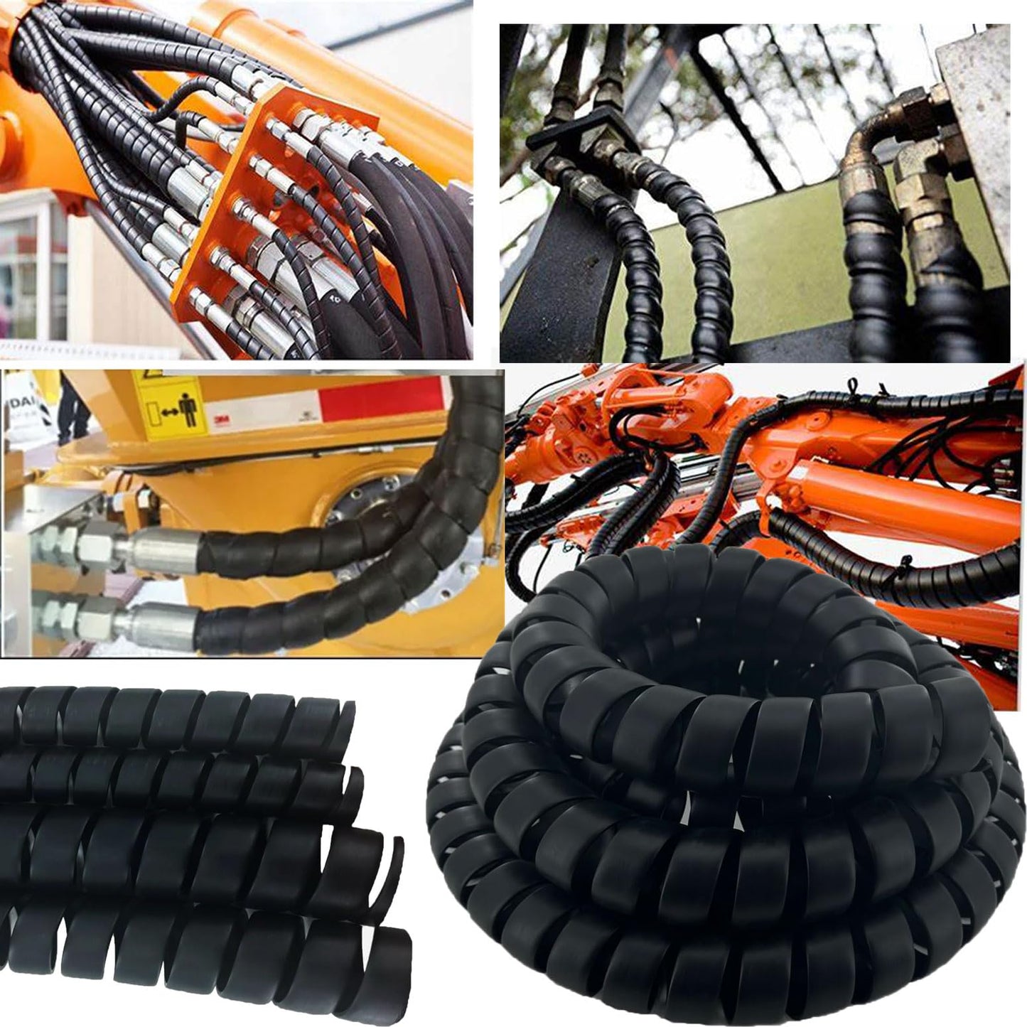 Spiral Wrap Cable Protector 2" OD x 10' Pre-Cut Lengths - Safe Hose Protector to Avoid Wear and Extend Life for Hydraulic Pneumatic Hoses