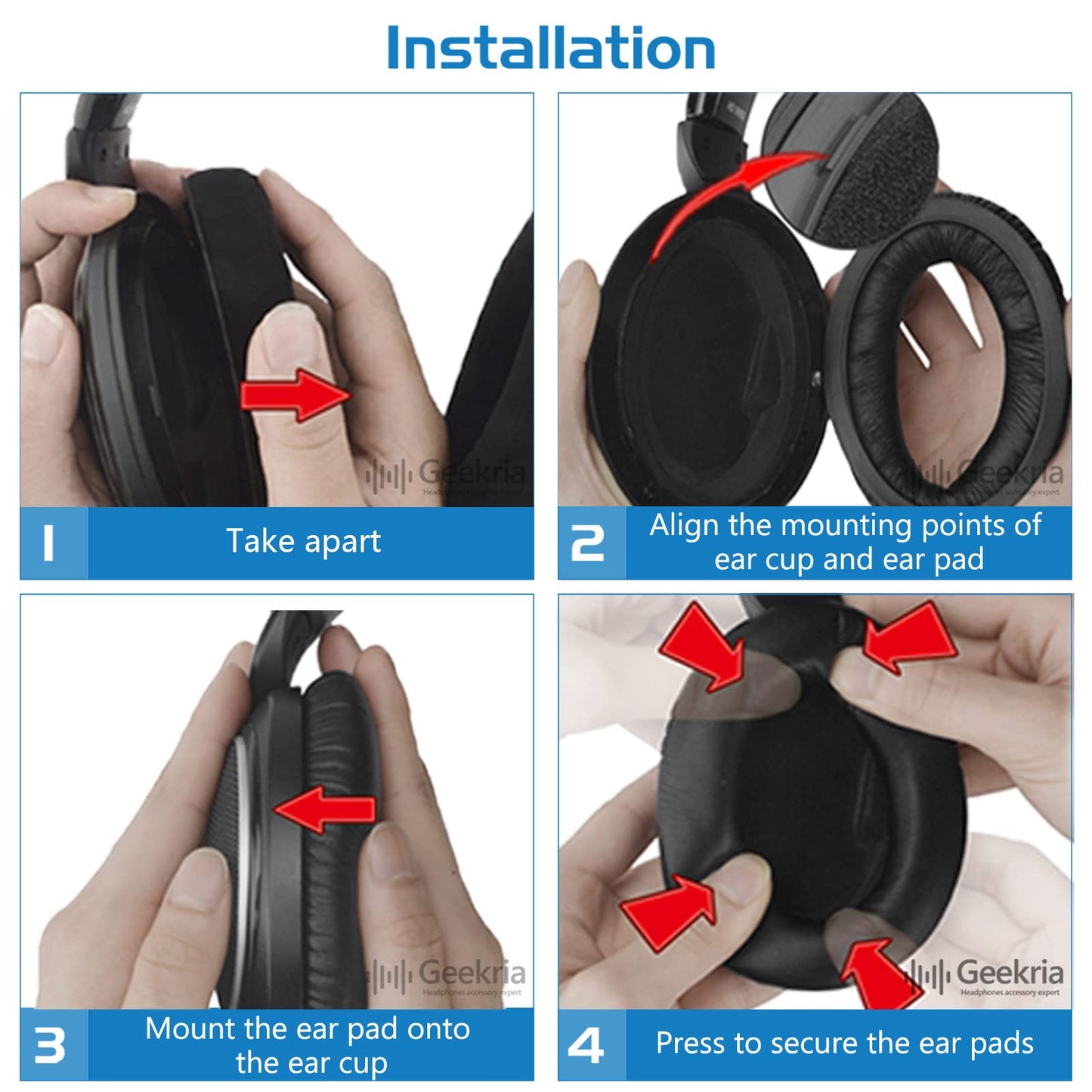 Geekria Comfort Velour Replacement Ear Pads for Sennheiser PXC350, HD 380/380 PRO, PC 350/350 SE, HME95, HMEC250 Headphones Ear Cushions, Repair Parts