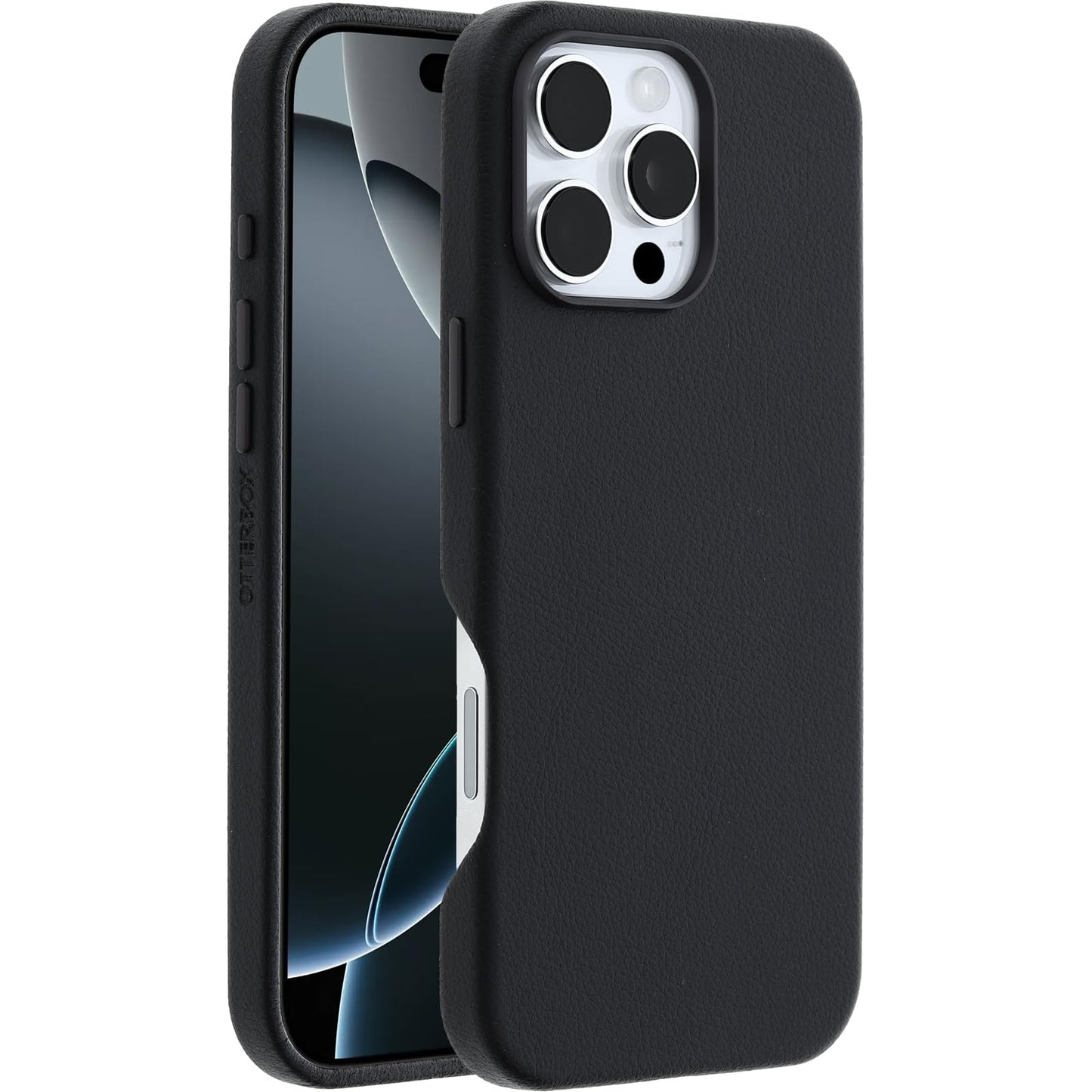 OtterBox iPhone 16 Pro Max Symmetry Series Cactus Leather for MagSafe - Noir Ash Black - Ultra-Thin, Sleek iPhone Case, Premium iPhone Case, MagSafe