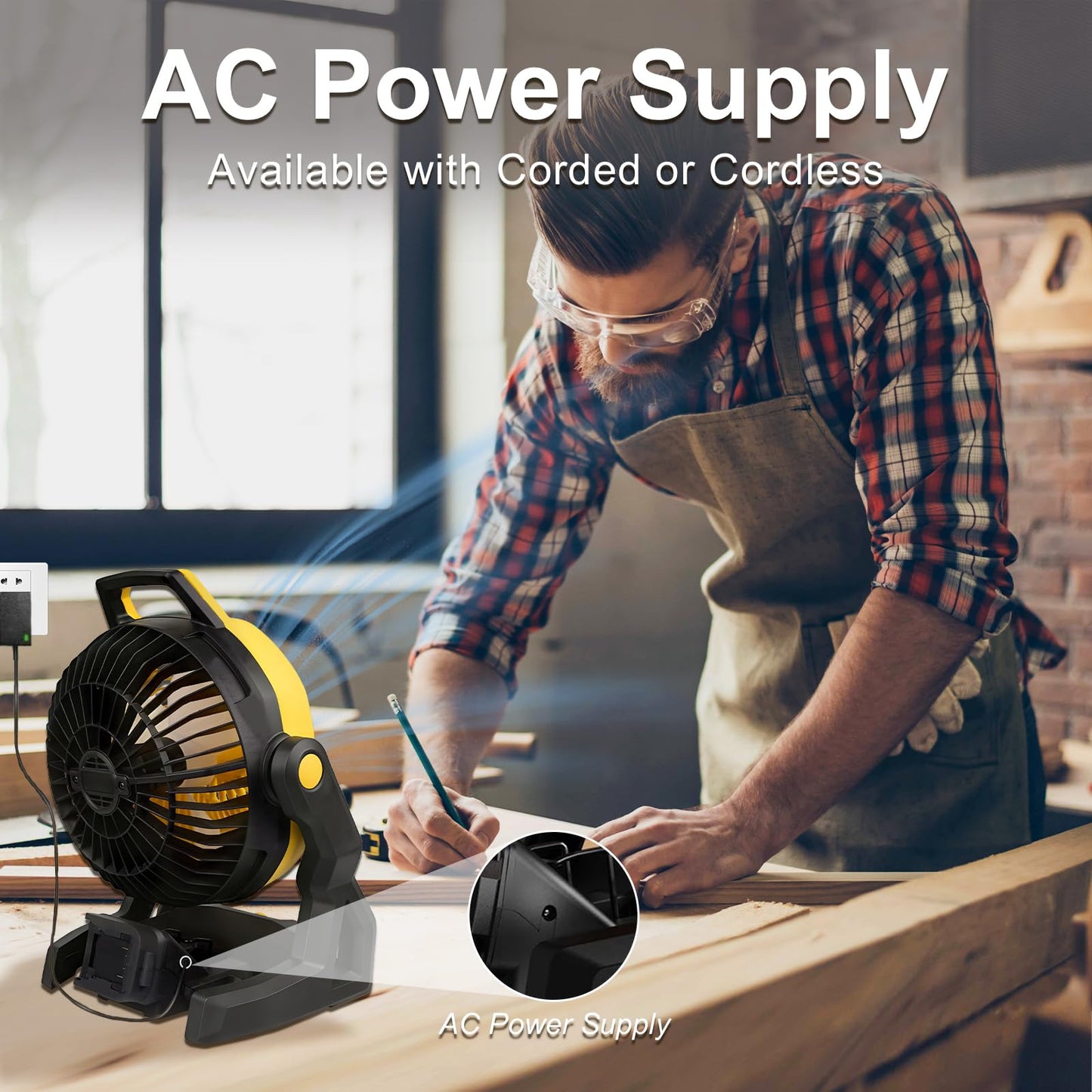 MekiPow Cordless Jobsite Fan Fit for Dewalt 20V/60V Battery