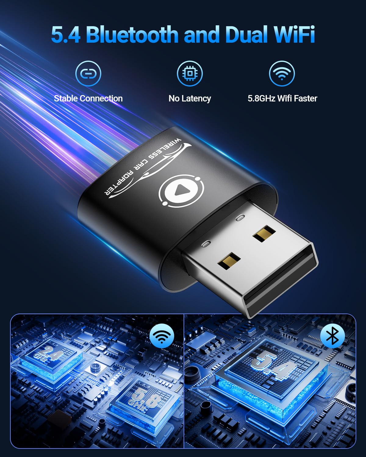 vnilrgle Wireless CarPlay Adapter for Apple iPhone?2026 Upgraded? Mini Design, Converts Factory Wired to Wireless Adapter for CarPlay, Plug and Play