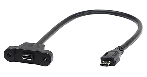 zdyCGTime 30cm Panel Mount Cable, Micro USB Male to Female, Ear Screw Install Data Extension, Sync Charging and Transferring