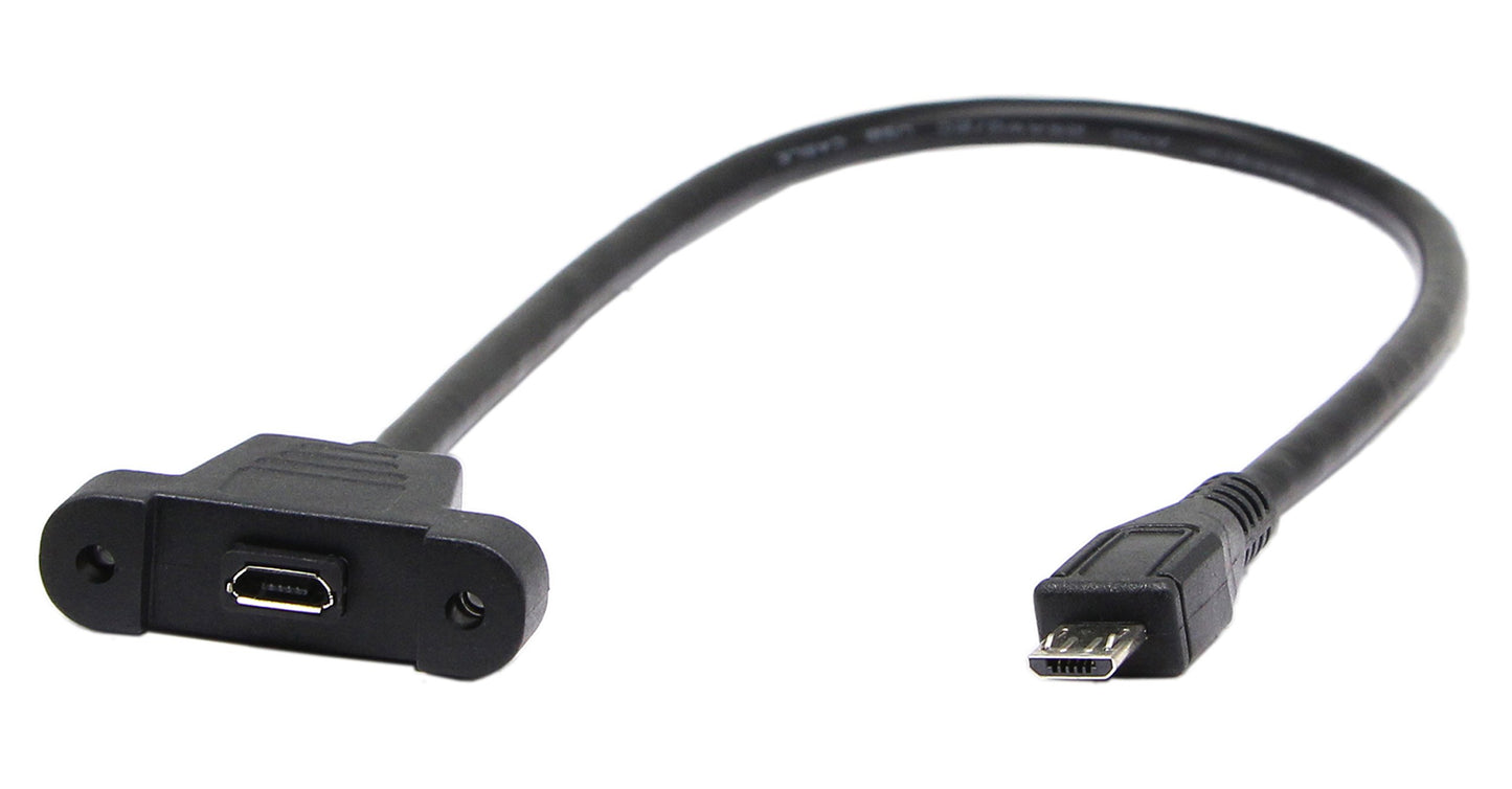 zdyCGTime 30cm Panel Mount Cable, Micro USB Male to Female, Ear Screw Install Data Extension, Sync Charging and Transferring